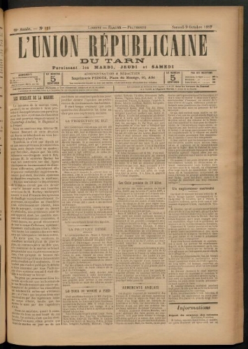 Union républicaine du Tarn (L’), 9 octobre 1897