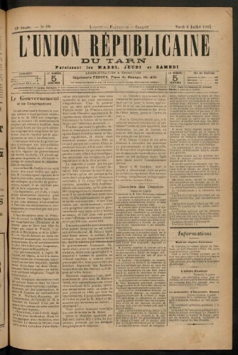 Union républicaine du Tarn (L’), 8 juillet 1902