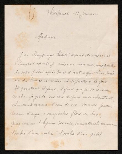 Lettre de Raymonde Tricoire à Louisa Paulin, le 11 janvier
