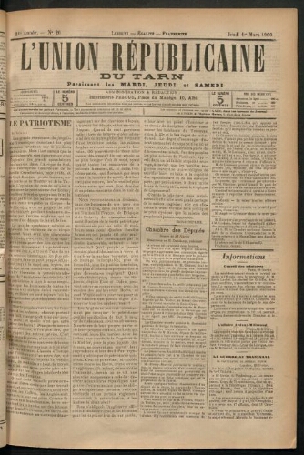 Union républicaine du Tarn (L’), 1 mars 1900
