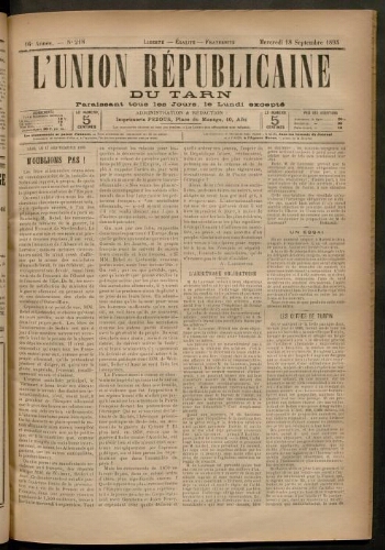 Union républicaine du Tarn (L’), 18 septembre 1895