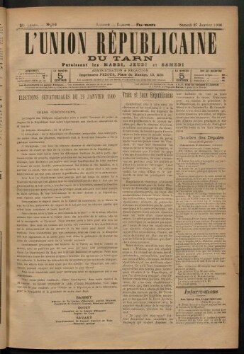 Union républicaine du Tarn (L’), 27 janvier 1900