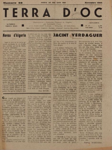 Terra d'Oc, n°59, novembre 1944