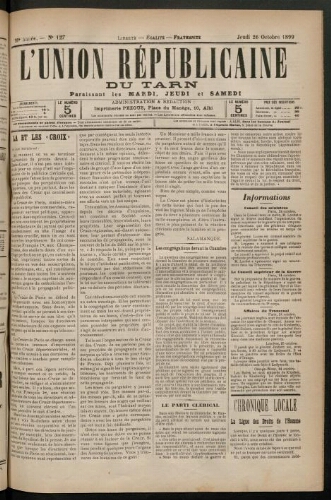 Union républicaine du Tarn (L’), 26 octobre 1899