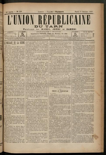 Union républicaine du Tarn (L’), 31 octobre 1899