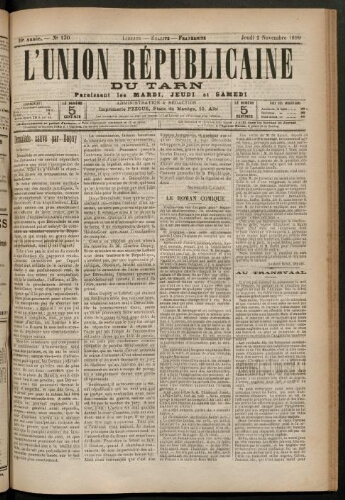 Union républicaine du Tarn (L’), 2 novembre 1899