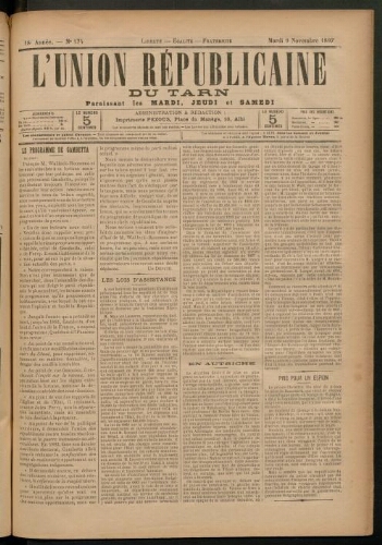 Union républicaine du Tarn (L’), 9 novembre 1897
