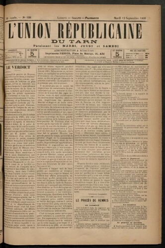 Union républicaine du Tarn (L’), 12 septembre 1899