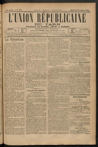 Union républicaine du Tarn (L’), 22 novembre 1904