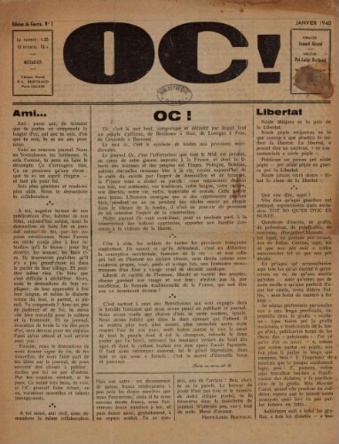 Oc ! : edicion de guerra, n°1, janvier 1940