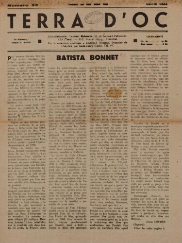 Terra d'Oc, n°52, avril 1944
