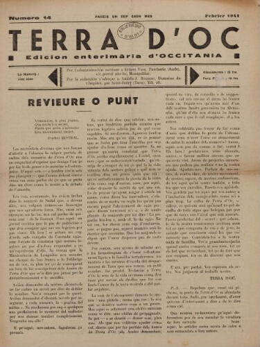 Terra d'Oc, n°14, février 1941