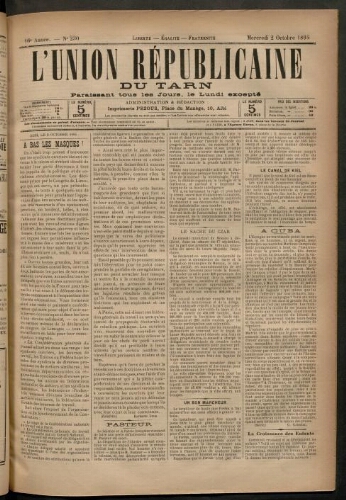 Union républicaine du Tarn (L’), 2 octobre 1895