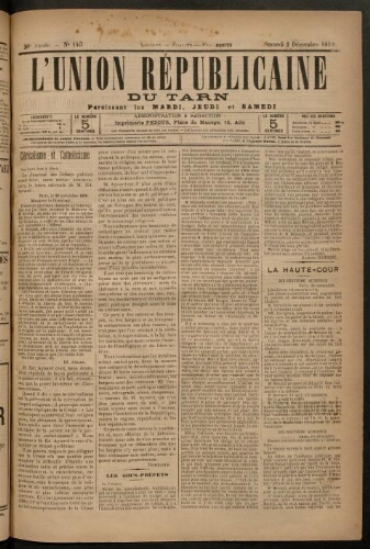 Union républicaine du Tarn (L’), 2 décembre 1899