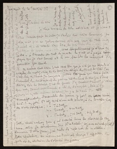 Lettre de Louisa Paulin à Charles Bellet, le 2 janvier 1942