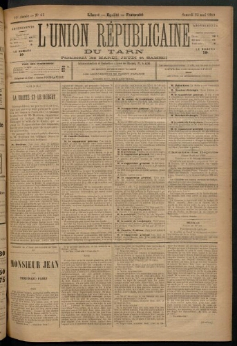Union républicaine du Tarn (L’), 25 mai 1889
