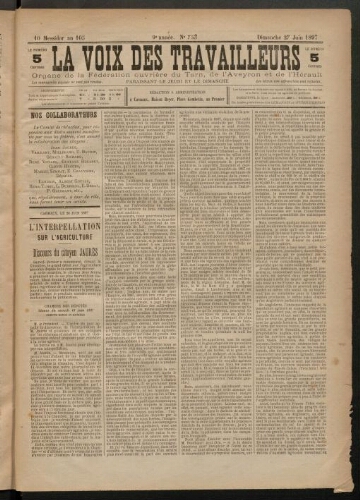 Voix des travailleurs (La), 27 juin 1897