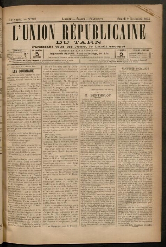 Union républicaine du Tarn (L’), 9 novembre 1895