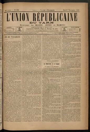 Union républicaine du Tarn (L’), 7 novembre 1899