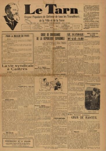 Tarn : Organe populaire de défense des ouvriers, paysans, artisans et petits commerçants (Le), n°20, 22 mai 1937