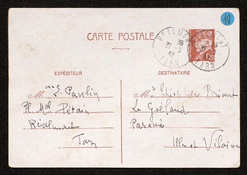 Lettre de Louisa Paulin à Théophile Briant, le 31 mars 1942