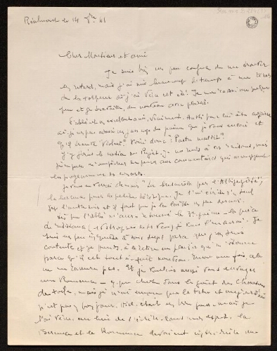 Lettre de Louisa Paulin à Charles Bellet, le 14 octobre 1941