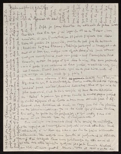 Lettre de Louisa Paulin à Charles Bellet, le 14 avril 1942
