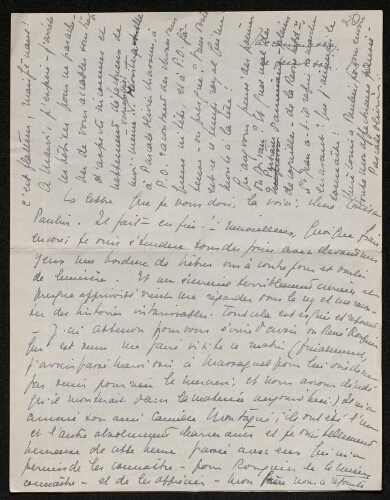 Lettre de Pascale Olivier à Louisa Paulin, le 27 juillet 1939