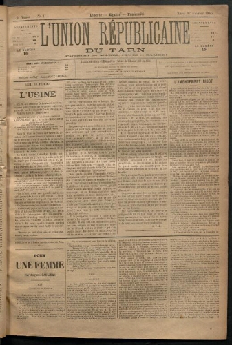 Union républicaine du Tarn (L’), 17 février 1885