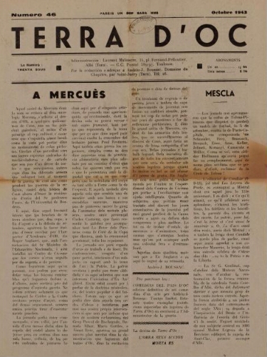 Terra d'Oc, n°46, octobre 1943