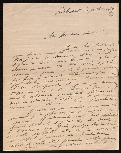 Lettre de Louisa Paulin à Charles Bellet, le 7 juillet 1943