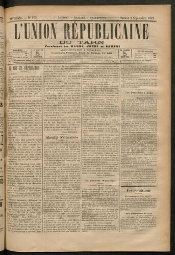 Union républicaine du Tarn (L’), 9 septembre 1905