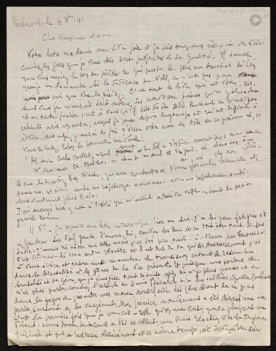 Lettre de Louisa Paulin à Charles Bellet, le 10 décembre 1941