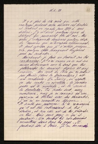 Lettre d'Antonin Perbosc à Louisa Paulin, le 16 juin 1939