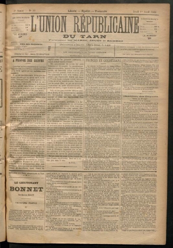 Union républicaine du Tarn (L’), 1 avril 1886