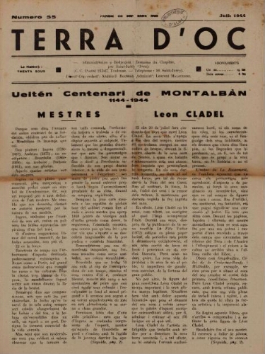 Terra d'Oc, n°55, juillet 1944