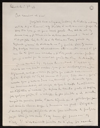 Lettre de Louisa Paulin à Charles Bellet, le 1er septembre 1942