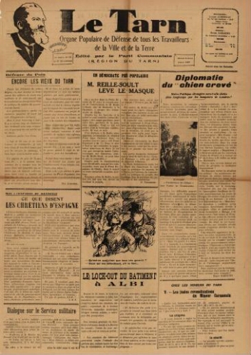 Tarn : Organe populaire de défense des ouvriers, paysans, artisans et petits commerçants (Le), n°13, 3 avril 1937