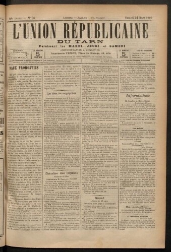 Union républicaine du Tarn (L’), 24 mars 1900