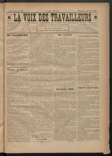 Voix des travailleurs (La), 20 juin 1897
