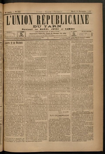 Union républicaine du Tarn (L’), 14 novembre 1899