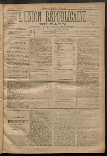 Union républicaine du Tarn (L’), 14 janvier 1886