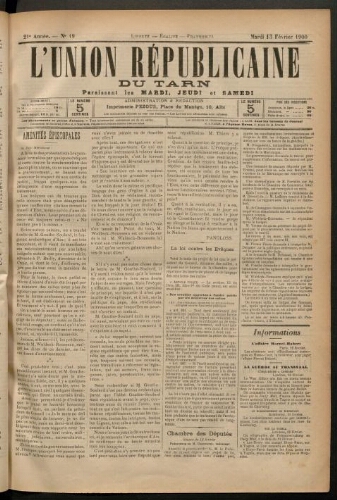 Union républicaine du Tarn (L’), 13 février 1900