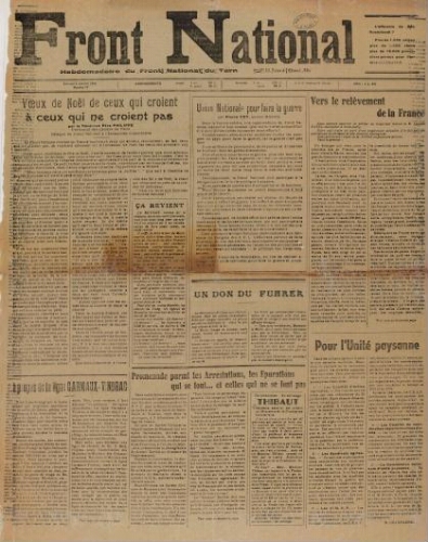 F.N. : hebdomadaire du Front national du Tarn, n°19, 6 janvier 1945