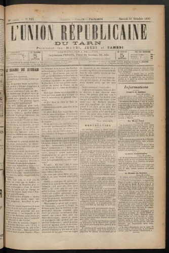 Union républicaine du Tarn (L’), 21 octobre 1899
