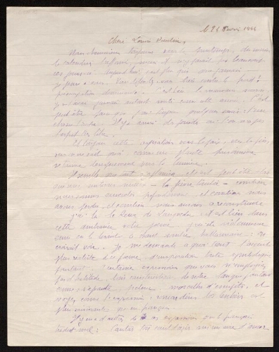 Lettre de Lucien Naves à Louisa Paulin, le 24 janvier 1944