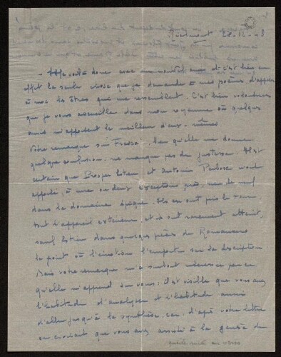 Lettre de Louisa Paulin à Charles Camproux, le 28 décembre 1943