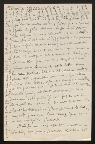Lettre de Louisa Paulin à René Rouquier, le 5 juillet 1939