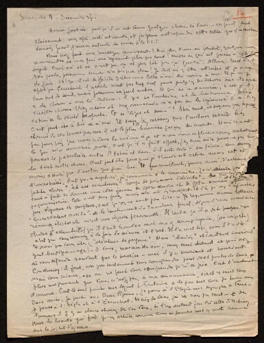 Lettre de Louisa Paulin à Antonin Perbosc, le 11 décembre 1937