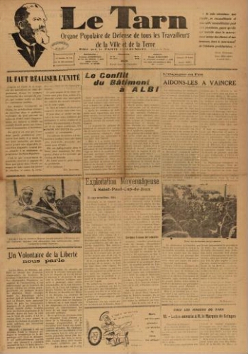 Tarn : Organe populaire de défense des ouvriers, paysans, artisans et petits commerçants (Le), n°14, 10 avril 1937
